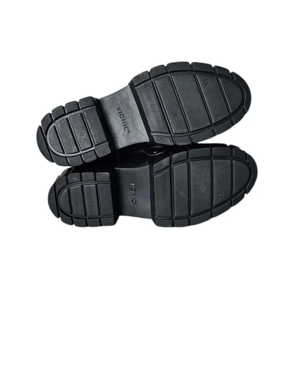 Vionic Elodie Leather Lug Sole Chain Loafer Slip On Platform Shoes New Black 10